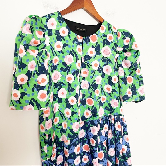 Stine Goya Kori Marketplace Midi Dress Puff Sleeve Size Medium - Picture 8 of 12